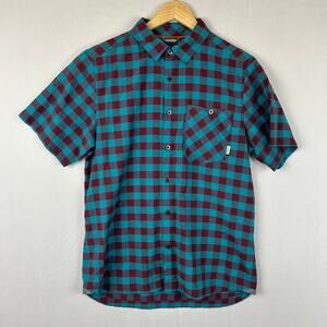 Rab Maverick SS Shirt Short Sleeve Button Up Blue Plaid Men's Size M
